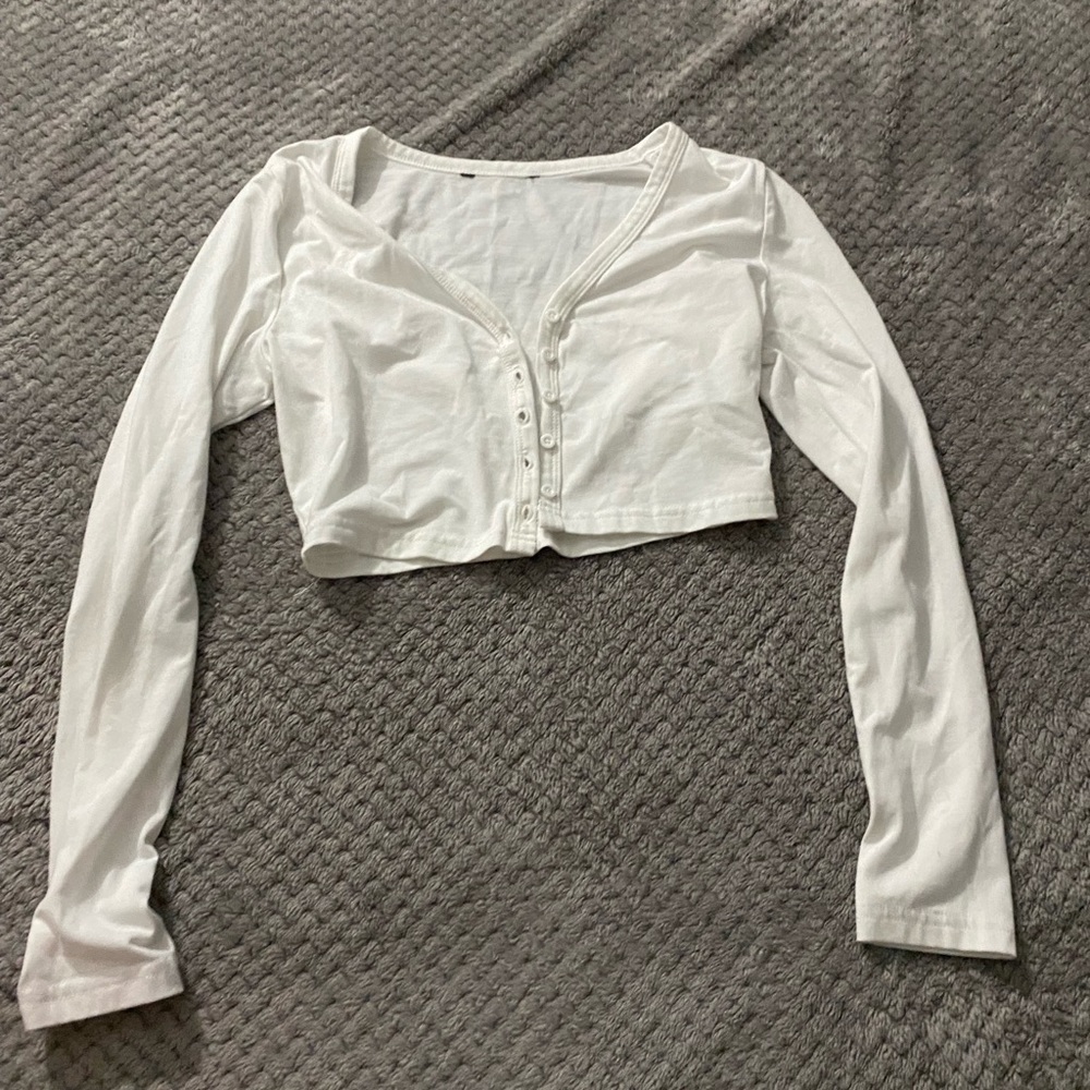 Cropped Button Up Long Sleeve Shirt